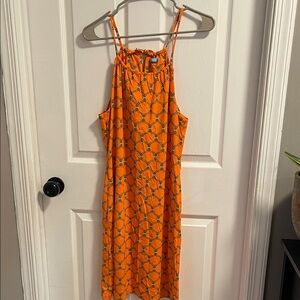 J. McLaughlin Orange Geometric Midi Dress
